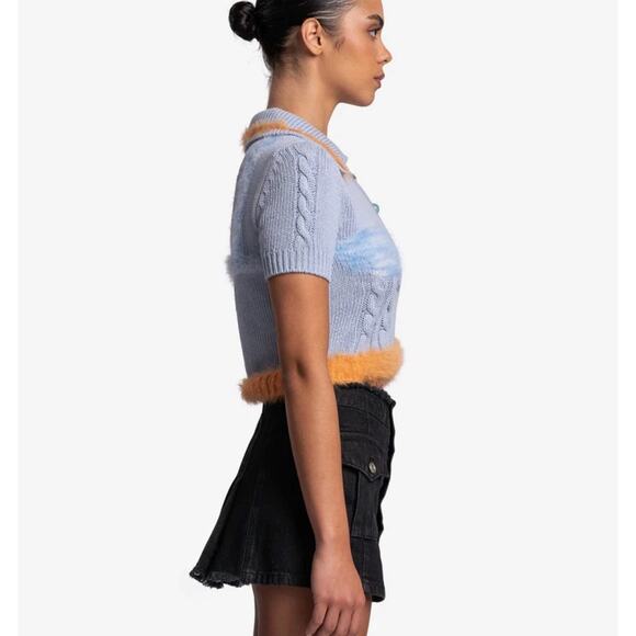 Andersson Bell Hayes Lingerie Intarsia Knit Collar Top/Sweater in Blue Medium - Picture 5 of 11